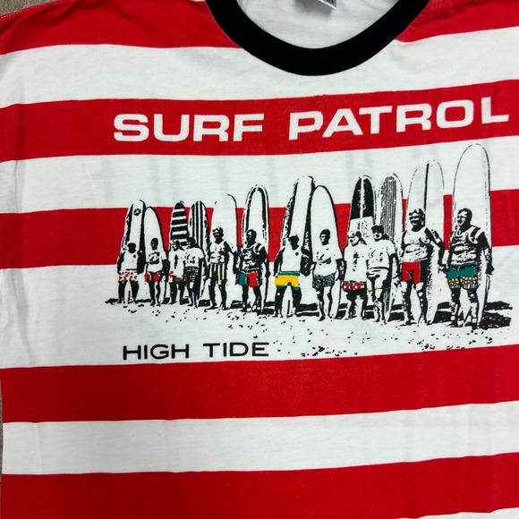 Vintage Wilson High Tide Shirt Mens Large Red 1990s Surfing Striped - Picture 3 of 10